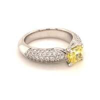 Gubelin Fancy Vivid Yellow Diamond White Gold Ring