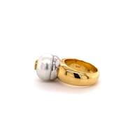 Unique South Sea Pearl and Diamond Ring in Yellow and White Gold Unique South Sea Pearl and Diamond Ring in Yellow and White Gold