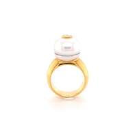 Unique South Sea Pearl and Diamond Ring in Yellow and White Gold Unique South Sea Pearl and Diamond Ring in Yellow and White Gold