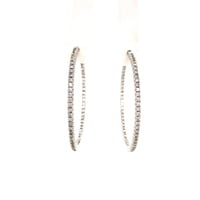Classic Diamond Hoop Earrings in 18 Karat White Gold