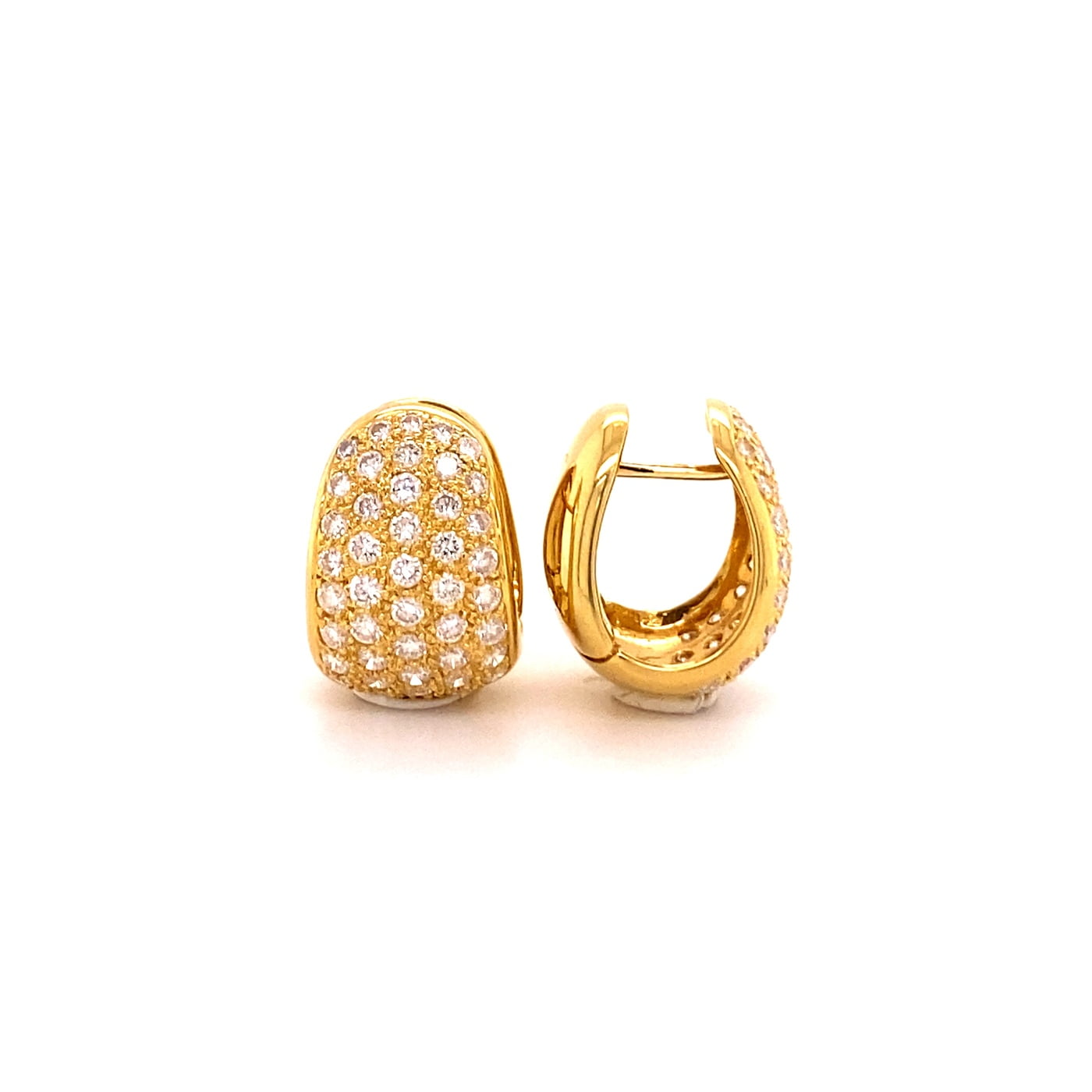 Pavé Diamond ClipOn Earrings in 18 Karat Yellow Gold