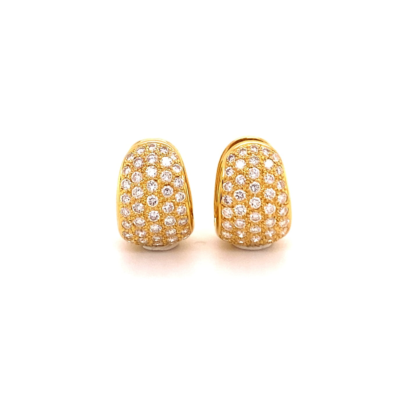 Pavé Diamond ClipOn Earrings in 18 Karat Yellow Gold