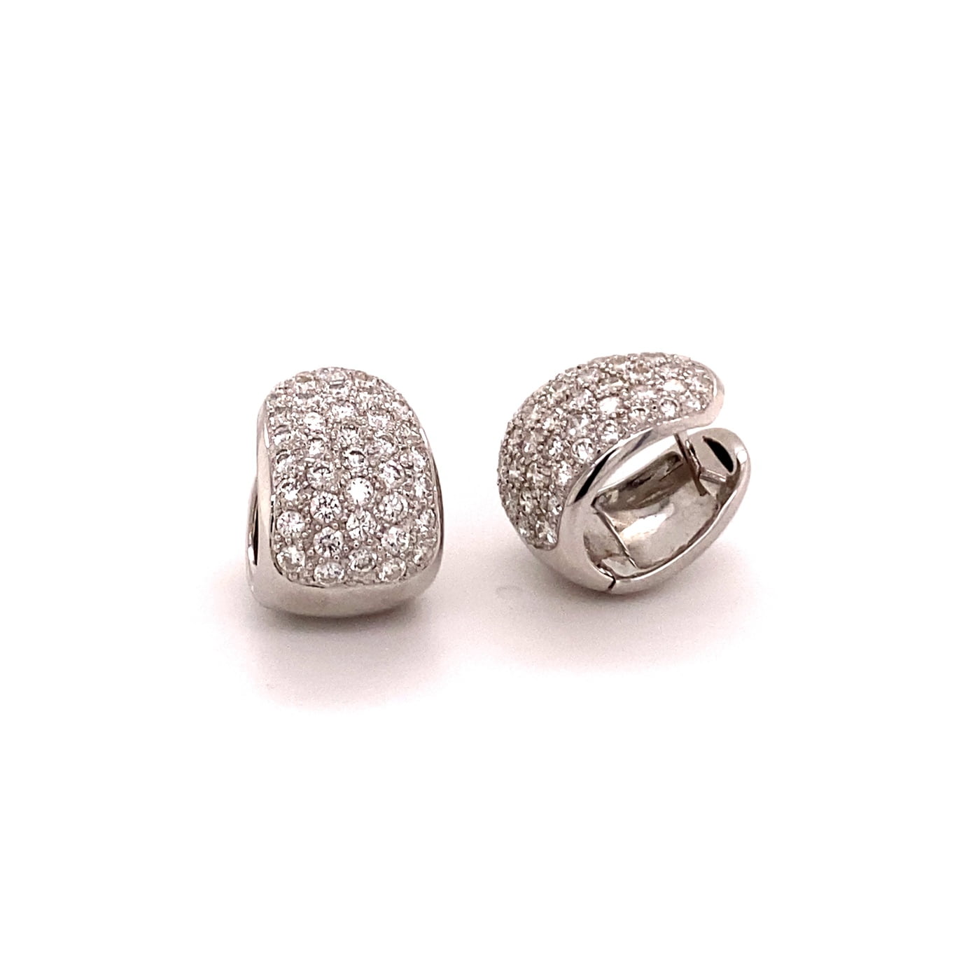 Pavé Diamond ClipOn Earrings in 18 Karat White Gold