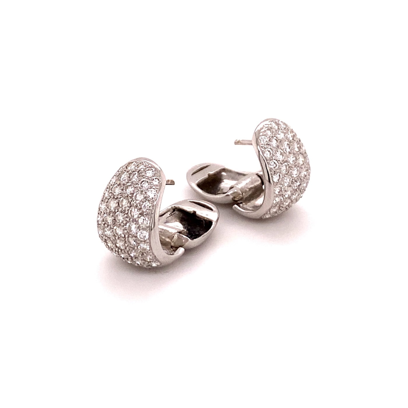 Pavé Diamond ClipOn Earrings in 18 Karat White Gold