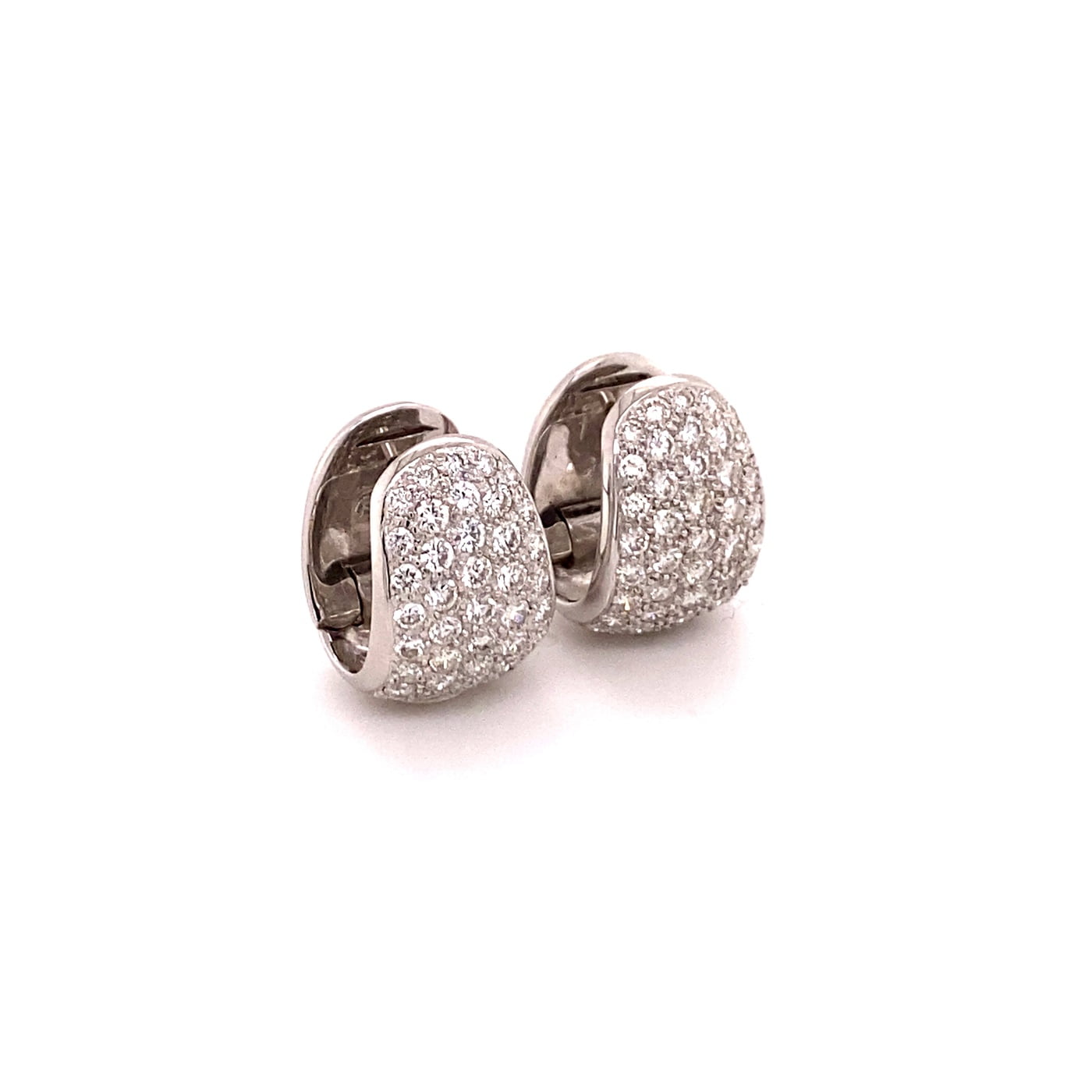 Pavé Diamond ClipOn Earrings in 18 Karat White Gold