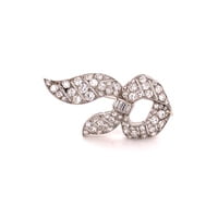 Beautiful Antique Diamond Platinum Ribbon Brooch Beautiful Antique Diamond Platinum Ribbon Brooch