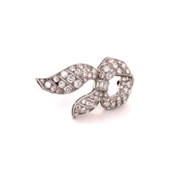 Beautiful Antique Diamond Platinum Ribbon Brooch Beautiful Antique Diamond Platinum Ribbon Brooch