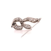 Beautiful Antique Diamond Platinum Ribbon Brooch Beautiful Antique Diamond Platinum Ribbon Brooch