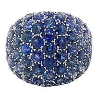 Blue Sapphire Bombe Dome Ring in 18 Karat Yellow Gold Blue Sapphire Bombe Dome Ring in 18 Karat Yellow Gold