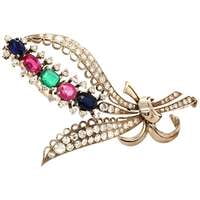 Bouquet of Flowers Brooch with Rubies, Sapphires, Emerald and Diamonds