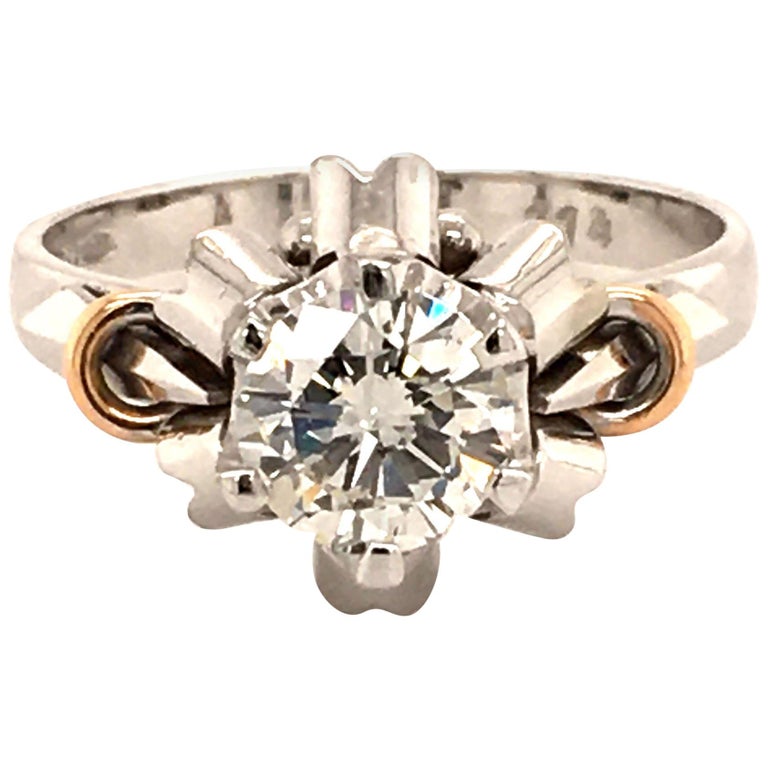 Unique Diamond Ring in 18 Karat White and Red Gold Unique Diamond Ring in 18 Karat White and Red Gold