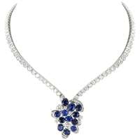 Elegant Diamond and Sapphire Necklace in 950 Platinum by Schilling