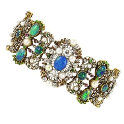 Belle �poque/Art Nouveau Bracelet with Opals, Pearls and Diamonds by Rothmuller