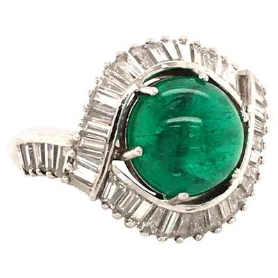 5.69 Carat Colombian Emerald and Diamond Ring in Platinum 950