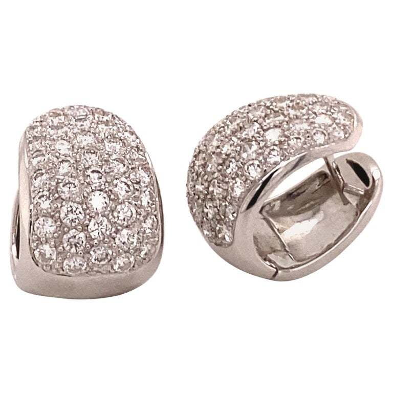 Pavé Diamond Clip-On Earrings in 18 Karat White Gold Pavé Diamond Clip-On Earrings in 18 Karat White Gold