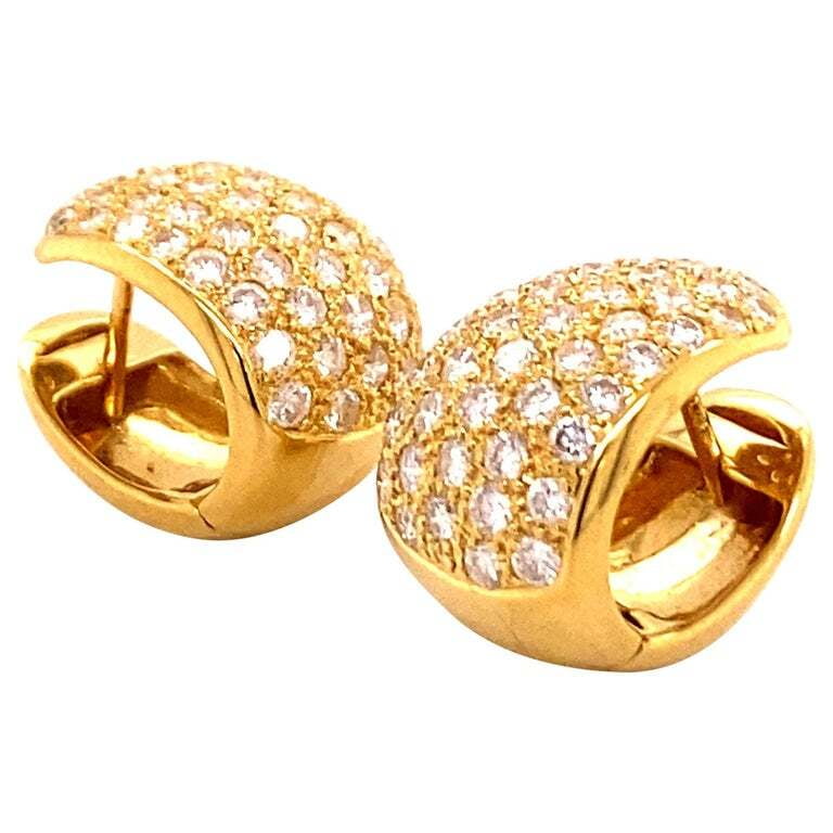 Pavé Diamond Clip-On Earrings in 18 Karat Yellow Gold