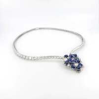 Elegant Diamond and Sapphire Necklace in 950 Platinum by Schilling