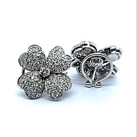 Diamond Flower Earrings in 18 Karat White Gold