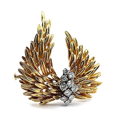 Talisman Wings Brooch with Diamonds in 18 Karat Yellow Gold