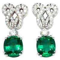 Emerald and Diamond Earstuds by Péclard in 18 Karat White Gold Emerald and Diamond Earstuds by Péclard in 18 Karat White Gold