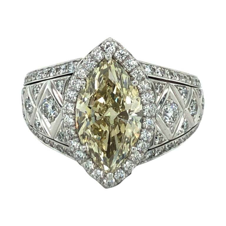 2.77 ct Marquise-Cut Diamond Ring by Avalon Swiss in 18 Karat White Gold