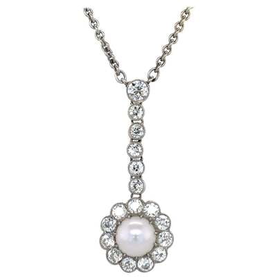 Belle Époque Natural Pearl and Diamond Necklace in Platinum and Gold