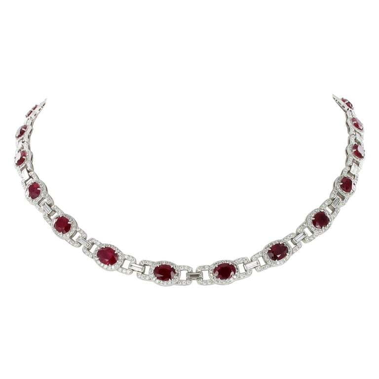 Ruby and Diamond Necklace in Platinum 950