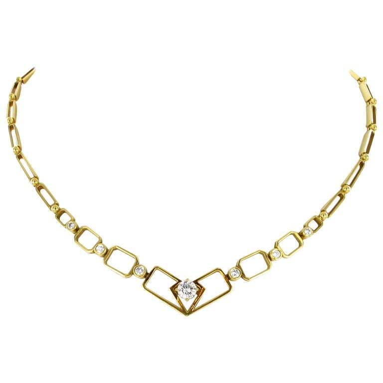 Artistic Diamond Link Necklace in Yellow Gold Artistic Diamond Link Necklace in Yellow Gold
