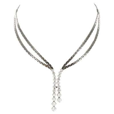 Elegant Y-shaped Diamond Necklace in 18 Karat White Gold
