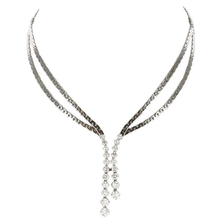 Elegant Y-shaped Diamond Necklace in 18 Karat White Gold