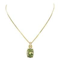 Green Tourmaline and Diamond Necklace in 18 Karat Yellow Gold