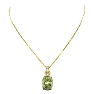 Green Tourmaline and Diamond Necklace in 18 Karat Yellow Gold