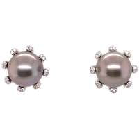 Fabulous Pair of Tahitian Pearls and Diamonds Ear Studs Fabulous Pair of Tahitian Pearls and Diamonds Ear Studs