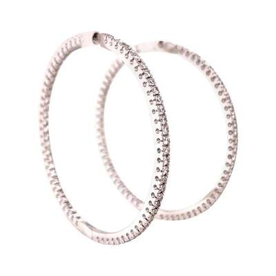 Classic Diamond Hoop Earrings in 18 Karat White Gold
