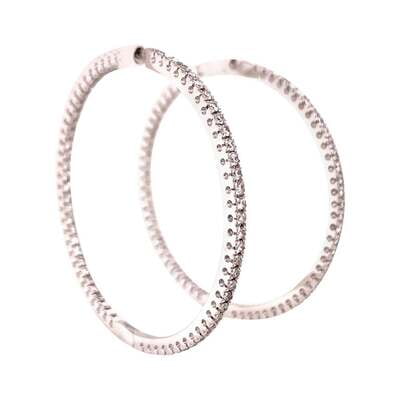 Classic Diamond Hoop Earrings in 18 Karat White Gold