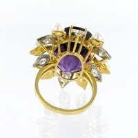 Spectacular Amethyst, Diamond and Pearl Suite in Yellow and White Gold