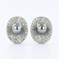 Fabulous Tahitian Cultured Pearl Diamond Earclips