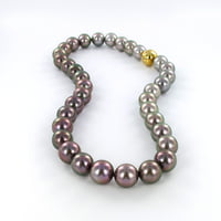 Multicolored Tahitian Cultured Pearl and Diamond Necklace