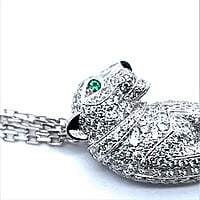 Panthère De Cartier Pendant Diamond Necklace in 18 Karat White Gold