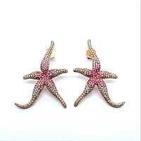 Pink Sapphire and Diamond Sea Stars Earrings in 18 Karat Rose Gold