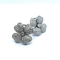 Diamond Flower Earrings in 18 Karat White Gold