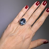 Aquamarine Ring with Diamonds in 14 Karat White Gold Aquamarine Ring with Diamonds in 14 Karat White Gold