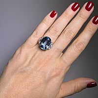 Aquamarine Ring with Diamonds in 14 Karat White Gold