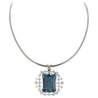 Aquamarine and Diamond Pendant/Brooch in 18 Karat White Gold by J. F. Neukomm Aquamarine and Diamond Pendant/Brooch in 18 Karat White Gold by J. F. Neukomm