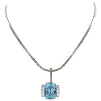 Aquamarine and Diamond Necklace in Platinum 950 and 18 Karat White Gold Aquamarine and Diamond Necklace in Platinum 950 and 18 Karat White Gold