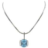 Aquamarine and Diamond Necklace in Platinum 950 and 18 Karat White Gold