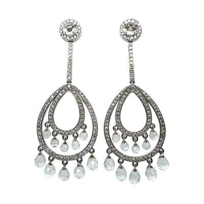 Fabulous Rock Crystal and Diamond Pendant Earrings in 18 Karat White Gold