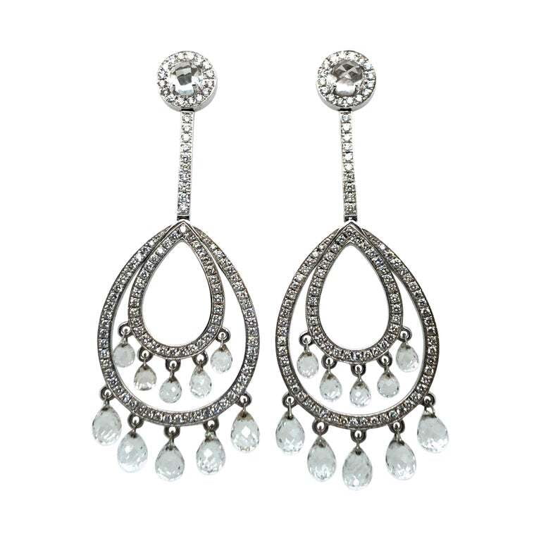 Fabulous Rock Crystal and Diamond Pendant Earrings in 18 Karat White Gold Fabulous Rock Crystal and Diamond Pendant Earrings in 18 Karat White Gold