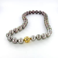 Multicolored Tahitian Cultured Pearl and Diamond Necklace