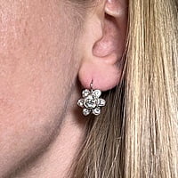 Charming Diamond Daisies Earrings in 14 Karat White Gold
